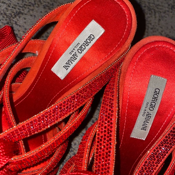 red Armani crystal sandals - Picture 4 of 8